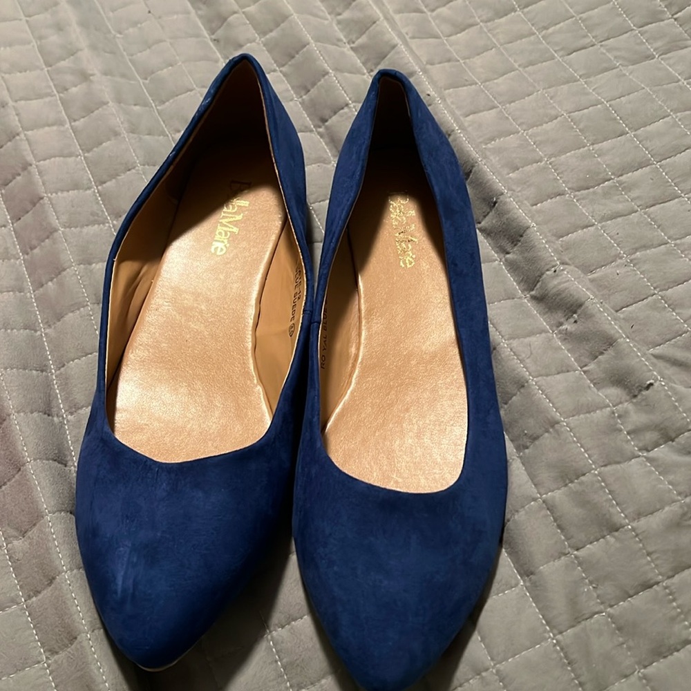 Bella Marie faux suede blue ballet flats